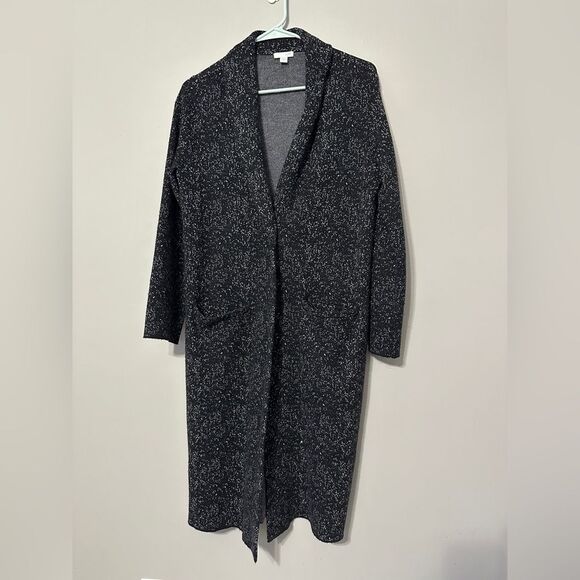 J. Jill Women’s Small Cardigan Sweater Black Grey Small Warm Winter Wool Long - Picture 1 of 5